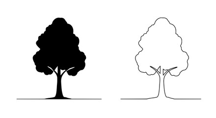 Tree Silhouette Contrast: A minimalist artistic composition featuring two stylized tree silhouettes, showcasing contrasting forms against a clean backdrop.
