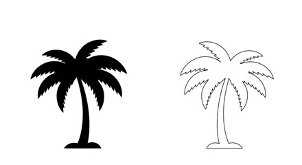 Tropical Silhouette: Two stylized silhouettes of a palm tree stand prominently against a minimalist backdrop. The image is designed to showcase the beauty of the tree in an elegant and iconic form.