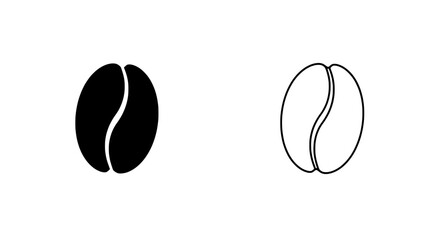 Fototapeta premium Coffee bean, coffee cup icon: A minimal representation of a single coffee bean, perfect for any project requiring simplicity and cleanliness.