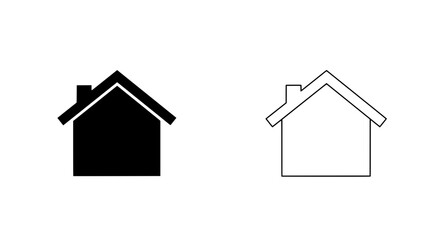 Home Icon Duo: A sleek pair of home icons, one a solid silhouette, the other a delicate outline, perfectly embodying the essence of dwelling and shelter. 