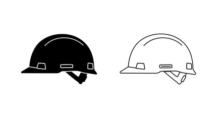 Fototapeta premium Construction Safety Essentials: A graphic representation showcases two hard hats, symbolizing protection and safety in construction environments, one in solid black and the other in a clean outline.