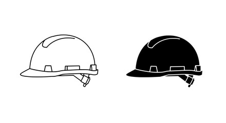 Vector Safety Helmet: Vector drawing of a safety helmet, showcasing the outline and black and white rendering.