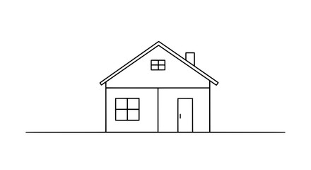 Minimalist House Icon: A simple, clean line drawing of a residential house, perfect for representing home, real estate, or architectural concepts.