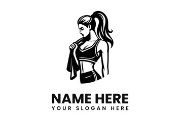 Illustration of a fit woman in sportswear with a towel over her shoulder.