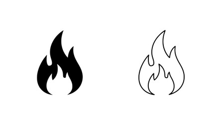 Burning Blaze: A stylized depiction of flames, rendered in two distinct black and white forms, embodies the raw energy and untamed power of fire.