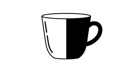 Minimalist Mug: A sleek, monochrome illustration of a mug, split in half to showcase a modern design, evoking a sense of simplicity and sophistication.