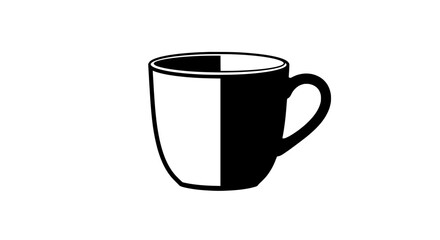 Monochrome Coffee Cup: A simple, yet elegant black and white illustration of a coffee cup. The image is filled with the essence of a morning ritual or a cozy moment.