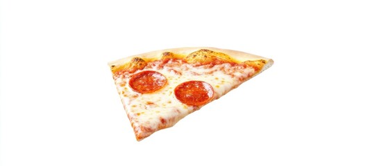 Delicious Pepperoni Pizza Slice on a Clean White Background Ready to Eat