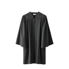 Black academic graduation gown with wide sleeves and pleated shoulders, designed for formal ceremonies and academic achievements.