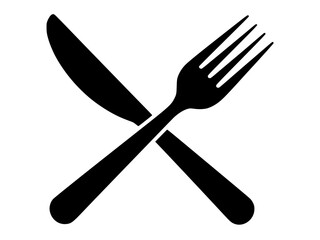 Silhouette of crossed knife and fork