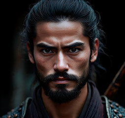 Fototapeta premium Majestic Warrior Samurai Looks serious Expression