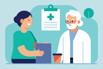 Doctor and patient discussing medical chart with cross symbol medical consultation healthcare