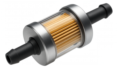 Inline fuel filter for a home gas generator, using a paper element to ensure clean fuel delivery.
