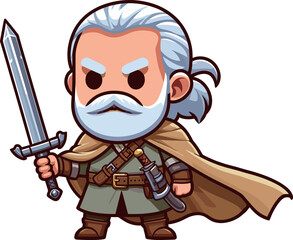 Obraz premium かっこいい老剣士のイラスト