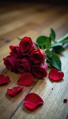 Discarded Red Roses A Symbol of Betrayal and Heartbreak on Polished Wood