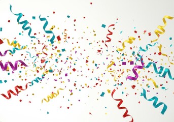 Vibrant confetti and streamers bursting forth in a celebration of joyful colors