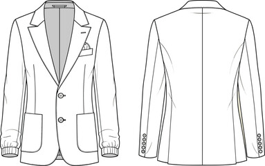 Elegant White Blazer with Notched Lapel and Pocket Detail, Classic Men's Suit Jacket Design