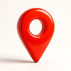 Shiny red 3d location pin icon isolated on white background