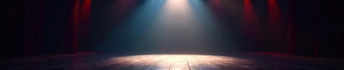 Dazzling Spotlight on Empty Theater Stage, Ready for Opening Night Performance