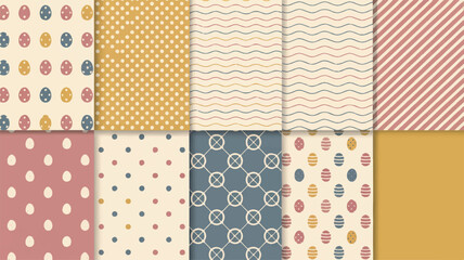 Assorted patterns eggs dots waves stripes geometric
