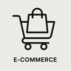 E-commerce Shopping Cart Icon Simple Line Art Design for Websites and Apps