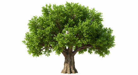 Lush Green Olive Tree Isolated on White Background