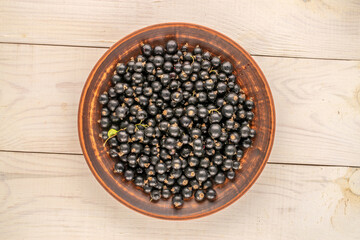 Sweet blackcurrant, macro, top view.