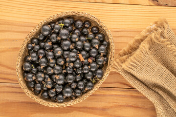 Sweet blackcurrant, macro, top view.