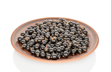 Sweet blackcurrant, macro, isolated on white background.
