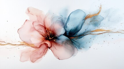 Elegant abstract flowers with pink and blue petals on white background