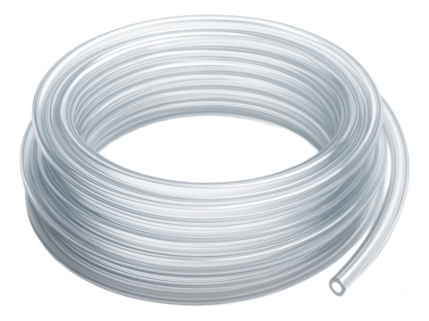 Small diameter clear plastic tubing intended for use in aquariums, channeling water to filters and back.
