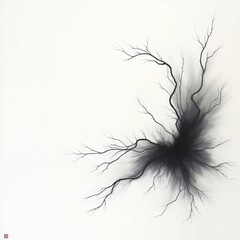 Obraz premium Abstract Zen-Inspired Ink Splatter with Branching Elements