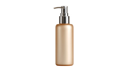 Obraz premium A tinted lotion pump bottle with metal nozzle, white background --ar 16:9