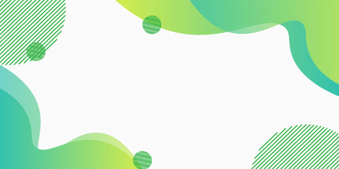 Modern green abstract background with gradient waves and halftone elements