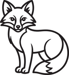 Stylized fox sitting with bushy tail animal mammal
