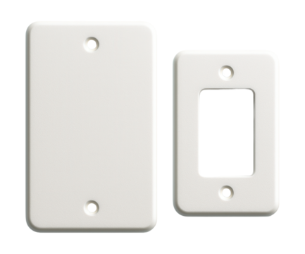 Plastic cover plates with antimicrobial properties, ideal for use in bathrooms to reduce the spread of germs.
