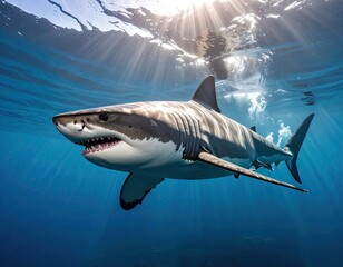 Fototapeta premium Great white shark in ocean
