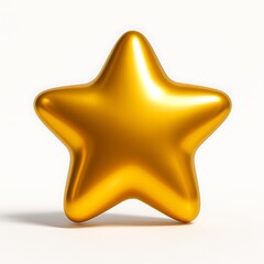 Shiny golden star shape with soft highlights isolated on white background