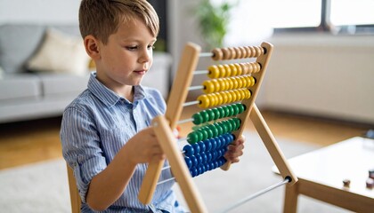 A young child is playing with an abacus in a psychologist's office on World Autism Awareness Day.