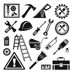 Professional Flat Black and White Vector Icon Set – 25 Clean Minimal Icons