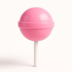 A single pink lollipop with a white stick isolated on white background