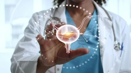 Doctor Interacts with Bladder Hologram Futuristic Medical Technology Concept for Urology, Female Health, and Innovation. - Powered by Adobe