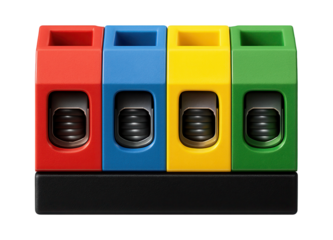 Color-coded terminal block for easy identification of circuits in a large family home's main electrical panel.