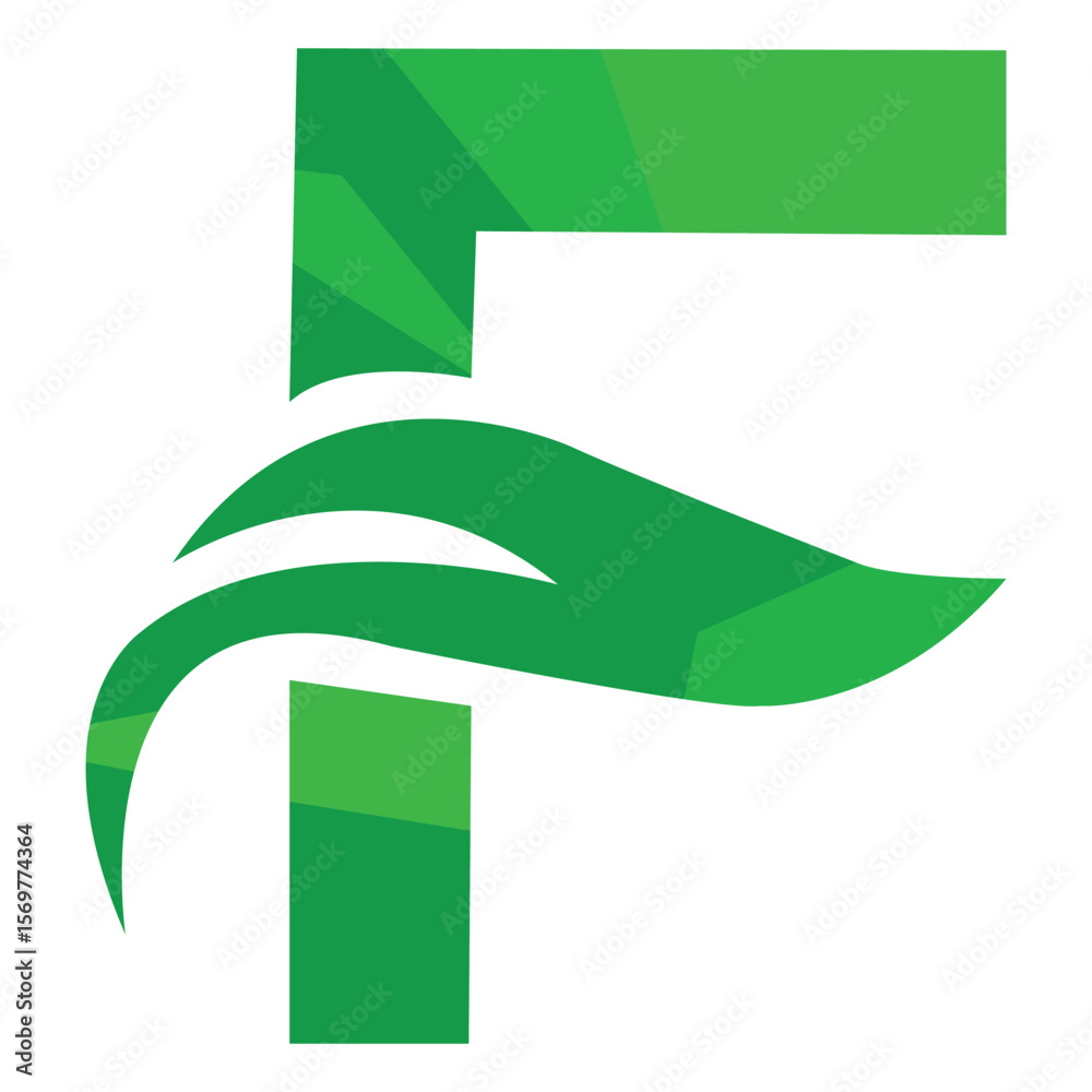 Fototapete low poly and initial f letter logo with creative symbol vector design template