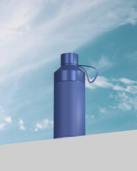 water bottle on blue sky background