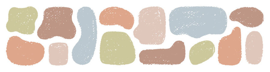 Shape frame. Irregular organic text box set. Square round rectangle doodle bg. Abstract bubble vector form. Pastel autumn color hand drawn shapes background. Irregular frame, blob and text box pattern