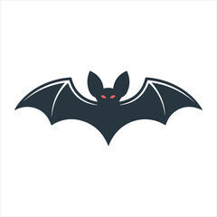 Obraz premium Bat Icon Vector – Simple Black Bat Silhouette for Halloween and Spooky Designs