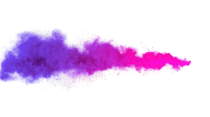 Purple and pink powder smoke isolated on transparent background
