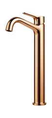 A tall vessel sink faucet in rose gold, perfect for a luxury ensuite bathroom.