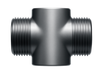 Anodized aluminum nipple fitting used in a residential solar panel system for connecting fluid conduits.